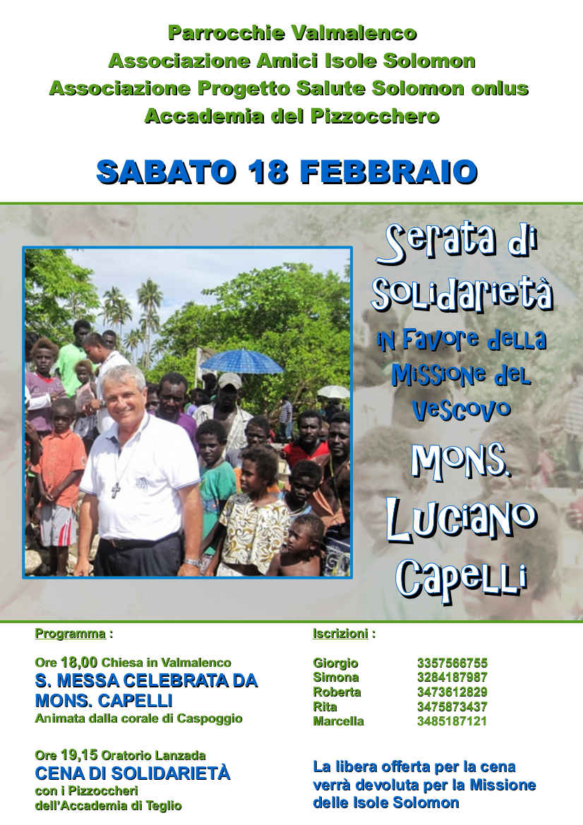 Serata di solidarietà per le isole Solomon con il vescovo Luciano Capelli ... stavolta si fa!!!